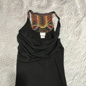 DAYTRIP BLACK SMALL TANK WITH AZTEC DETAIL
